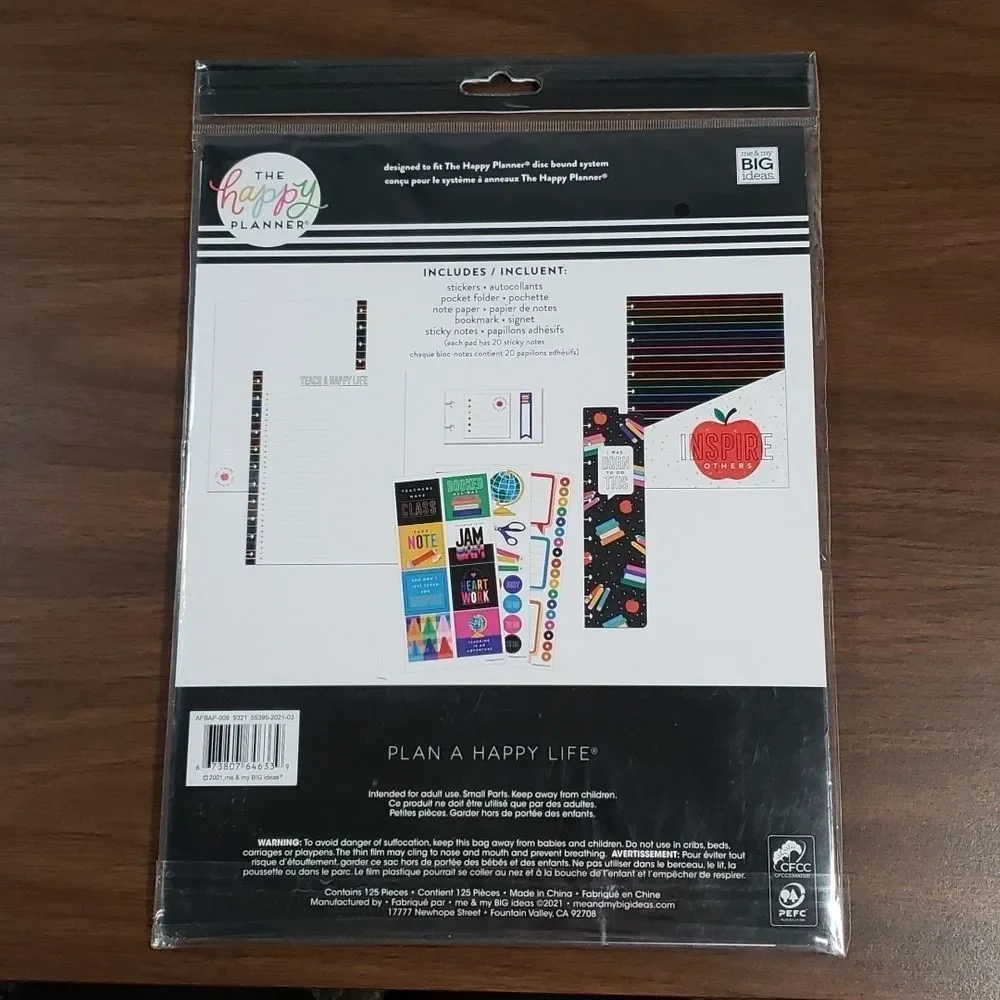NEW The Happy Planner Teacher Accessories Pack 125 Pieces Stickers Folders Paper